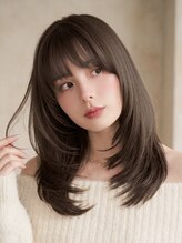 キイ ギンザ(k.e.y GINZA) 顔周りレイヤーミディアムレイヤーカットチョコレートブラウン