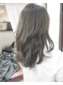 【Marl外国人風カラー】オリーブグレージュのセミロング