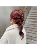 ピンク/ダブルカラー/暖色系カラー/ヘアアレンジ/20代30代40代