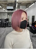 ハイトーンボブ/ピンク/韓国ヘア/京都/三条/河原町/髪質改善