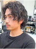 ツイストスパイラルパーママッシュウルフカットセンターパート