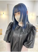 【iru /谷町/上本町】ネイビーカラー/顔周りステップカット