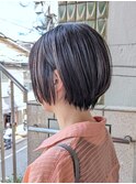 【gosgo近藤】サイドバング/耳掛けショート/アッシュブラック