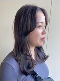 ロングレイヤー◯韓国レイヤー◯顔まわりカット◯グレージュ