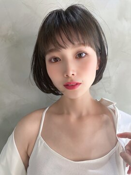 ソーホー ニューヨーク シズオカ(SOHO newyork SHIZUOKA) ワイドバング☆シースルーボブ透明感暗めベージュカラー