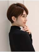 大人ショートボブメンズライク耳かけボブショコラブラウン