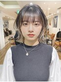 インナーカラー 外ハネボブ 黒髪 切りっぱなしボブ【riku】