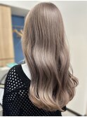 韓国ヘア顔周りレイヤーミルクティーベージュグレージュカラー