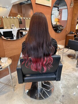 チャプター 問屋町(chapter) ケアブリーチチェリーレッドブラウングラデーションバイカルテ