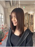 10代20代30代顔周りレイヤー透明感マロンブラウンワンカールボブ