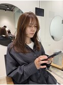 顔まわりレイヤーミディアムブリーチ無しダブルカラーベージュ
