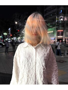 PELE原宿/ブリーチなしダブルカラー/ハイトーン/ケアブリーチ【３月上旬OPEN(予定)】 着物ヘア/ダークアッシュ/ミディアムレイヤーカット/原宿