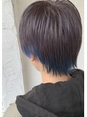 ラベンダーアッシュ×インナーカラーオーシャンブルー