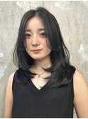 ワンカール/レイヤーロング/顔周りカットくびれレイヤー前髪長め