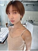 シンプルショートヘアコンパクトアッシュブラウン