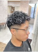 ツイストパーマ×シルバーメッシュ