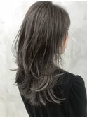 レイヤーカットハイライトカラーオリーブベージュグレージュ