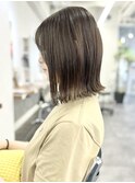 *肩上切りっぱなし外ハネBOB透明感ベージュカラー*