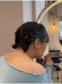 編み込みツインお団子