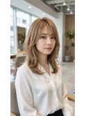 【大人可愛い】顔周りレイヤー×くびれミディ♪シアーベージュ