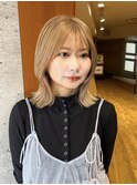 イメチェン/ミルクティー/ミディアムレイヤー/前髪/池袋