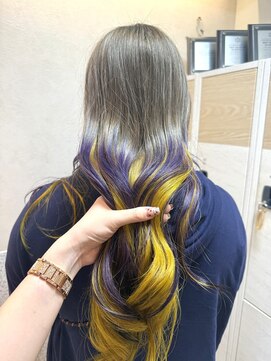 ヘアーガーデン アストレア(HAIR GARDEN ASTRAEA) パープル&イエロー デザインカラー
