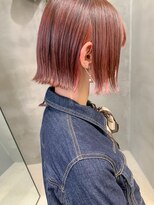 テトヘアー(teto hair) 切りっぱなしボブ、外ハネボブ、インナーカラー、ペールピンク