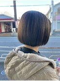脱白髪染めハイライト×グレージュ×ボブ