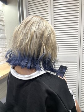 エイト 沖縄豊崎店(EIGHT toyosaki) 【EIGHT 豊崎】お客様スタイル_ベージュ×ネイビーブルー