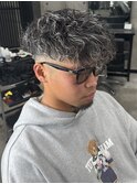 メッシュ前下がりスペインカール平巻きスパイラルパーマ
