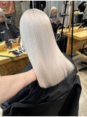 ブリーチ/ホワイトグレージュ/デジタルパーマ/フェザーパーマ