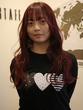 チャプター 問屋町(chapter) ケアカラーディープレッド顔まわりレイヤーカット