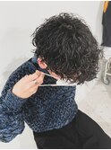 前下がりマッシュ波巻きスパイラルパーマメンズツーブロック横浜