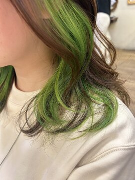 ベレッタ 枚方店(veretta.) ブリーチ1回ライトグリーン 担当:ばば/イエベ春/インナーカラー