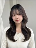 小顔外ハネミディアムアッシュ20代30代40代くびれミディ韓国ヘア