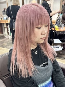 ロア 福岡天神本店(LORE) ダブルカラーミルクティーピンクベージュカラーハイトーンカラー