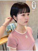 ぱっつん前髪10代20代30代ショートボブ丸みショート