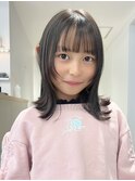 イメチェン顔周りレイヤーワイドバング外ハネボブ/小学生カット
