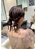 ツインお団子×ベロアリボンアレンジ