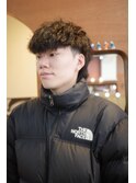 メンズツイストスパイラルパーママッシュウルフ眉毛カット