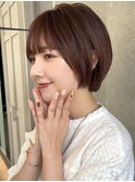 マッシュショート×前髪×ピンクベージュ【横浜ショート】