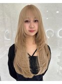 ハイライトカラーミルクティーベージュケアブリーチダブルカラー