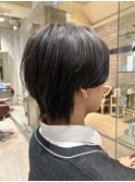 刈り上げツーブロック前下がりマッシュツイストスパイラルパーマ