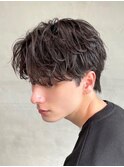 シャドウパーマセンターパートウルフツイストスパイラルパーマ◎