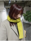 ブリーチ無しカラー◯カシスレッド◯レッドカラー◯顔周りカット