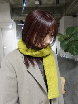 ネアー 新潟(NEER) ブリーチ無しカラー◯カシスレッド◯レッドカラー◯顔周りカット