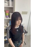 顔周りレイヤー×ワインレッド