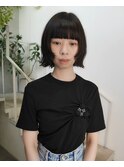 △ウルフカットボブウルフぱっつん前髪ブルー地毛風カラー