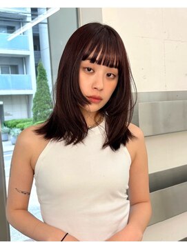 ラル 立川南口(lar) 顔まわりカット【HINAKO】_ミニウルフチェリーブラウンホワイト