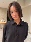 切りっぱなしショート・ボブ/ミニボブ/前髪なし/20代/ロブ/丸顔